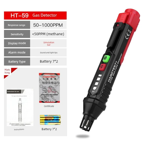 El Tipi Gaz Kaçağı Dedektörü HT59 (Analog Bar)
