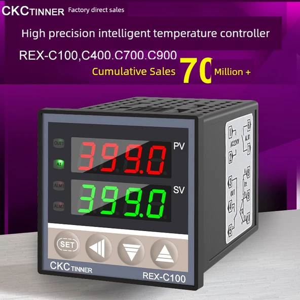 Dijital PID Sıcaklık Kontrol Cihazı REX-C100 - SSR Solid State Çıkış Alarm Yok K Tipi Kısa - 2
