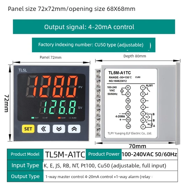 TL5M Dijital Sıcaklık Kontrol Cihazı - CU50 4-20mA Çıkış