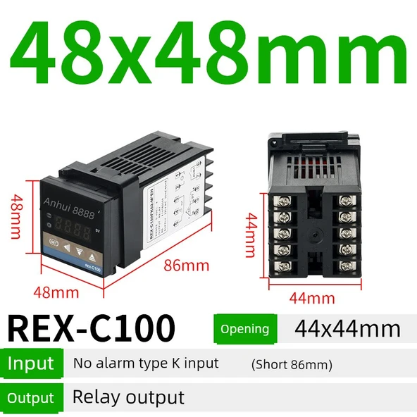 REX-C100 Kısa Tip Alarm Yok K Tipi Giriş Röle Çıkışlı Sıcaklık Kontrol Cihazı