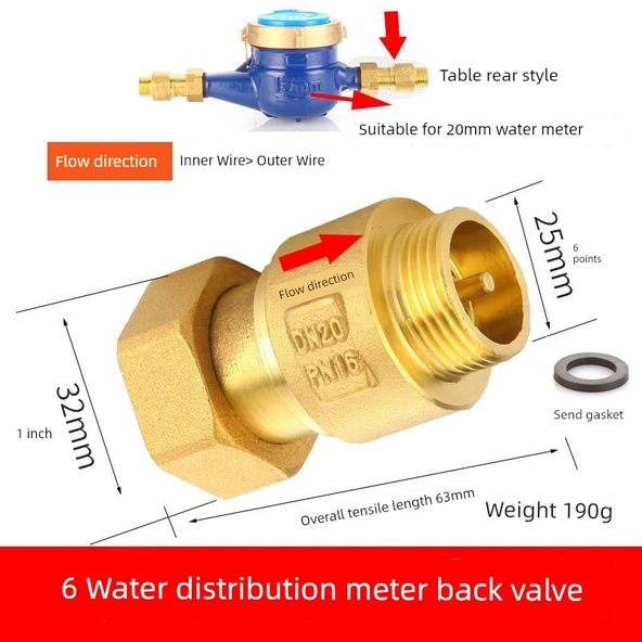 Pirinç Su Sayacı Vanası - 20mm (Su Sayacı Sonrası Montaj)