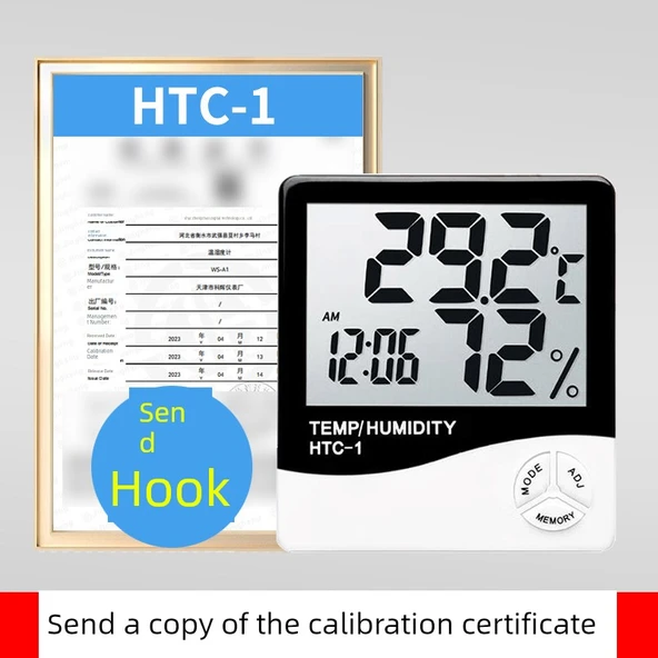 Termometre Higrometre HTC-1 Kalibrasyon Sertifikalı ve Askılı