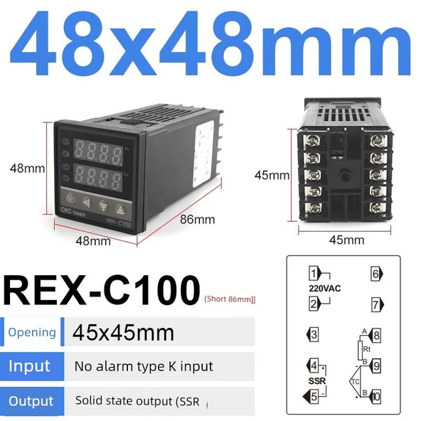 Dijital PID Sıcaklık Kontrol Cihazı REX-C100 - SSR Solid State Çıkış Alarm Yok K Tipi Kısa