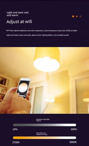Akıllı RGB Ampul - Renkli ve Sıcak Beyaz - 9W WiFi Dual Mode A60 (220V) - Resim 10