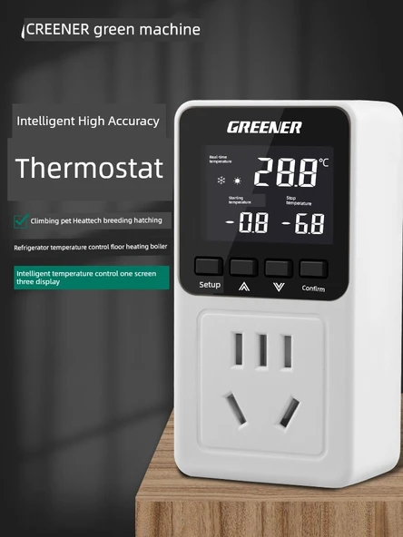 Termal Anahtar Kontrol Cihazı - 10A Standart Fiş - Sıcaklık Probu 2m - 4