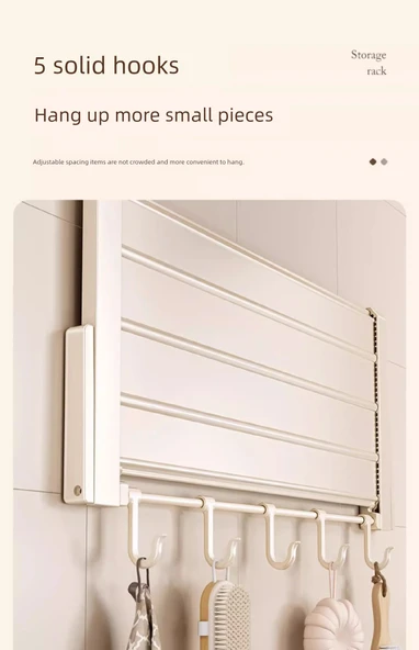 Katlanabilir Banyo Rafı - Duvara Monte - Füme - 39cm - Kancalı - Delmesiz - Resim 11