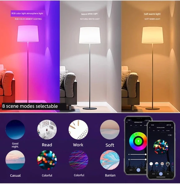 Akıllı RGB Ampul - Renkli ve Sıcak Beyaz - 9W WiFi Dual Mode A60 (220V) - Resim 11