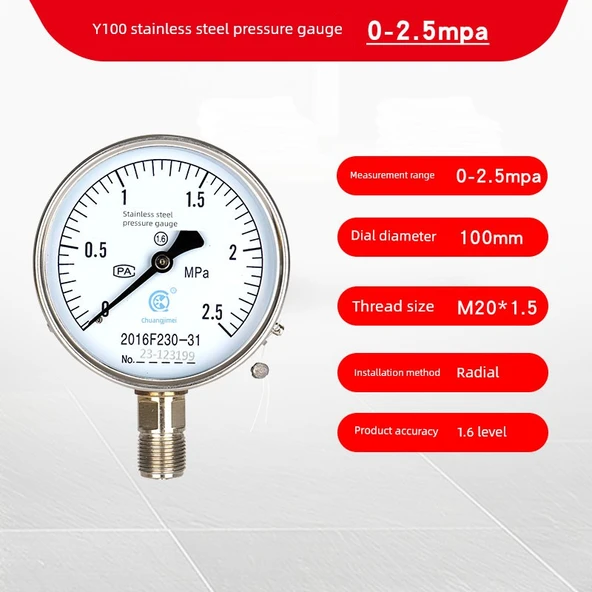 Y100 Basınç Ölçer - Y100 [0-2.5mpa] 25kg