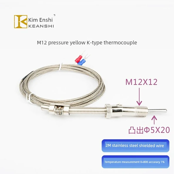 Akıllı Dijital PID Sıcaklık Kontrol Cihazı - K Tipi Yaylı Termokupl 5X20 (M12X12)