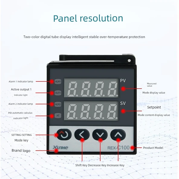 REX-C100 Evrensel Giriş Katı Hal Çıkışlı Yüksek Kaliteli Sıcaklık Kontrol Cihazı - 5