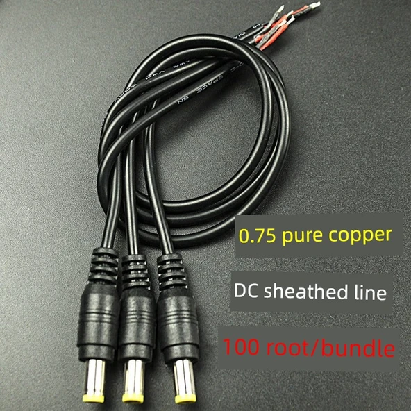 DC Güç Kaynağı Erkek Konnektör - 12V 5.5x2.1mm - 0.75mm² Bakır Kablo - 30cm - 7