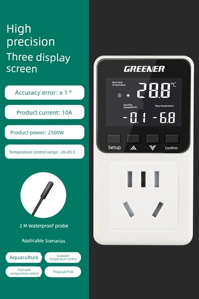 Termal Anahtar Kontrol Cihazı - 10A Standart Fiş - Sıcaklık Probu 2m