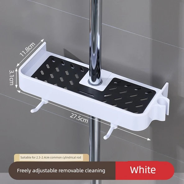 Deliksiz Banyo Rafı - Beyaz - 2 Kancalı