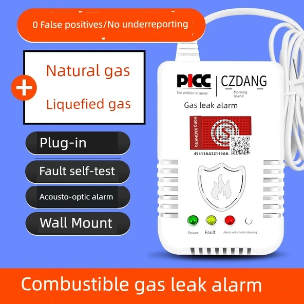 Gaz Kaçağı Dedektörü - Doğal Gaz ve Sıvılaştırılmış Gaz Algılama Yangın Koruma Sertifikalı
