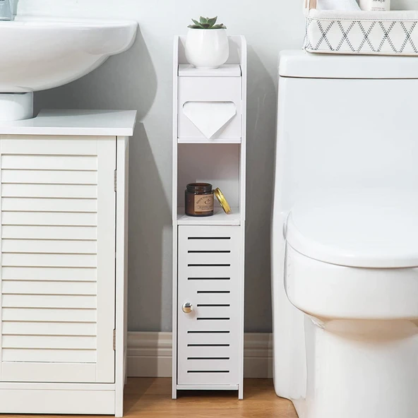 Banyo Tuvalet Dar Saklama Rafı - B Tipi - Beyaz - 3