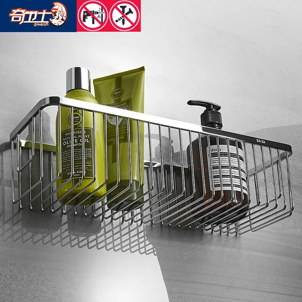 304 Paslanmaz Çelik Aynalı Köşe Banyo Rafı - Deliksiz/Delikli - 26 cm - 4