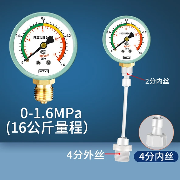 Su Basınç Ölçer 0-1.6Mpa - 4 Nokta İç ve Dış Dişli Arayüzü - Direkt Tip