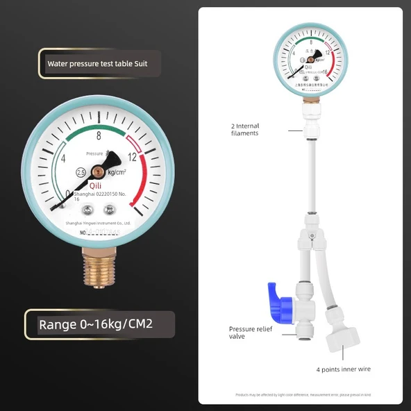 Su Basınç Ölçer 0-16kg 4 Min İç Dişli Basınç Tahliye Valfli