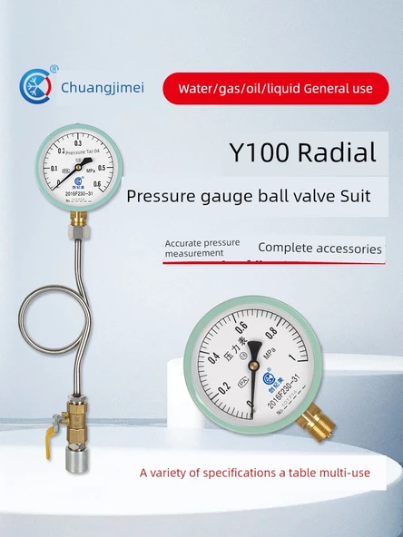 Y100 Hidrolik Yağ Basınç Ölçer - Y100 [0-1.0mpa] 10kg - 2