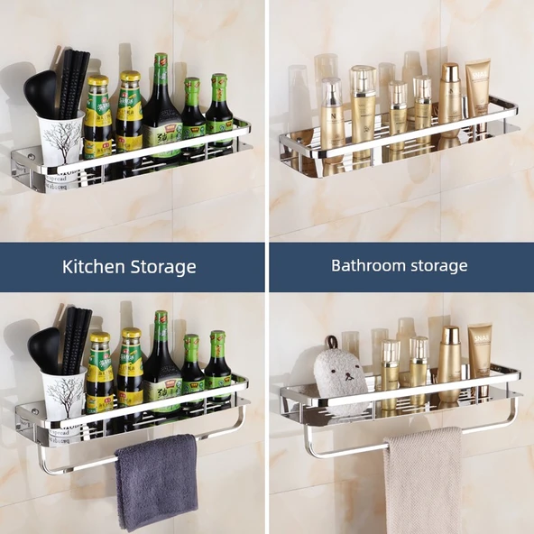 304 Paslanmaz Çelik Banyo Rafı - Tek Katlı - 50cm (Model 2) - 4