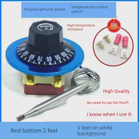 Ayarlanabilir Termostat Vanası - Kırmızı Taban İki Ayak 30-110 Derece 2 Metre - 2