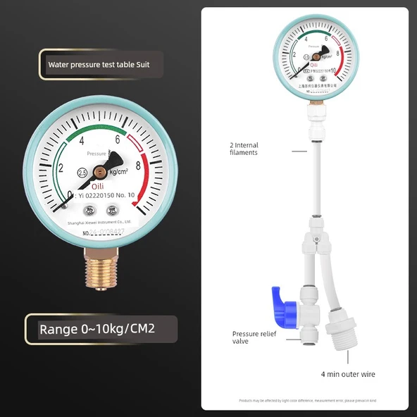 Su Basınç Ölçer 0-10kg 4 Min Dış Dişli Basınç Tahliye Valfli