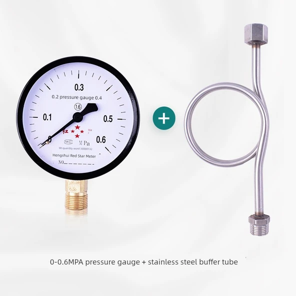 Y100 Basınç Ölçer - Y100 (0.6mpa +4 Nokta Dış Dişli Paslanmaz Çelik Tampon Tüpü)