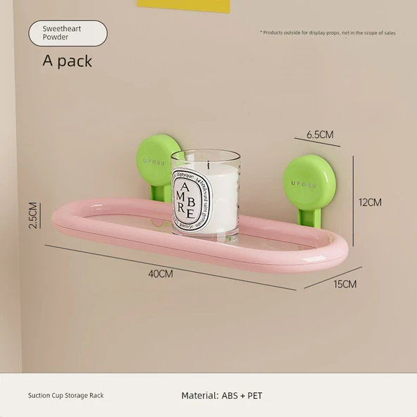 Duvara Monte Oval Banyo Rafı - Pembe - Tek Katmanlı