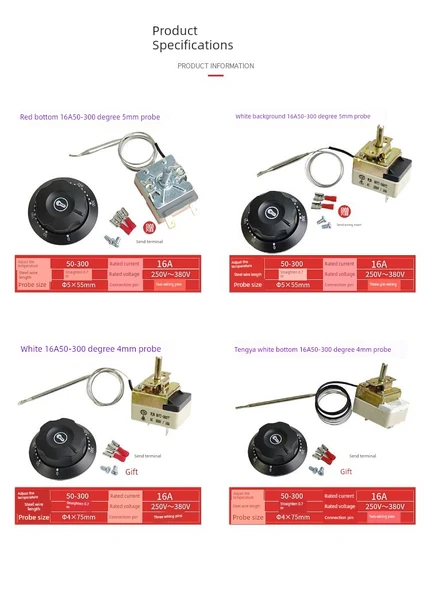 Termal Anahtar Termostat - Mavi Kapak AC16A 50-300 Kırmızı 2 Açılı - 9