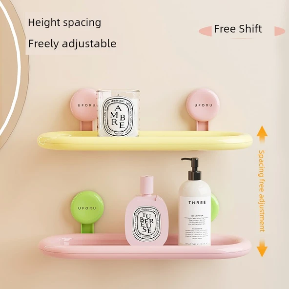 Duvara Monte Oval Banyo Rafı - Pembe - Tek Katmanlı - 2