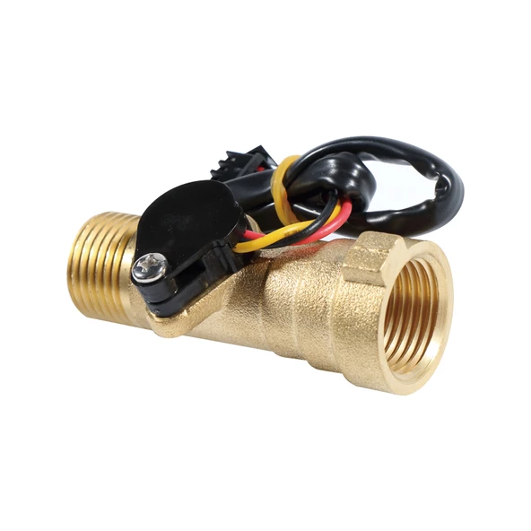 Bakır Gövdeli Su Isıtıcı Türbinli Akış Ölçer Hall Sensörü DN15 - YF-B8, 68mm Uzunluk