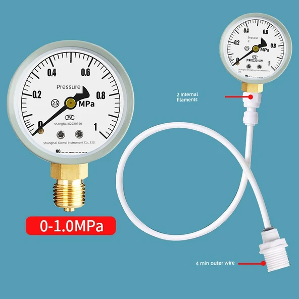 Su Basınç Ölçer - 0-1.0MPA 4 Nokta Dış Diş Arayüzü * Direkt Tip