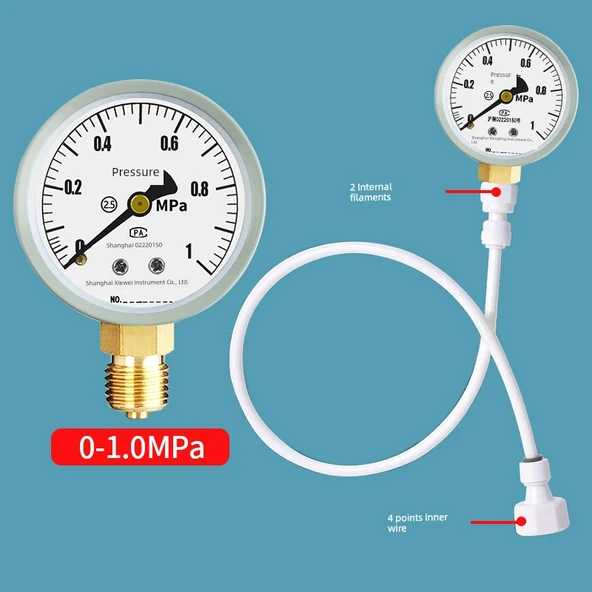 Su Basınç Ölçer - 0-1.0MPA 4 Nokta İç Diş Arayüzü * Direkt Tip