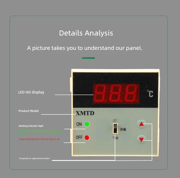 Dijital Ekranlı Sıcaklık Kontrol Cihazı - XMTD-2201 K Skalası (0-400 Derece) - 9