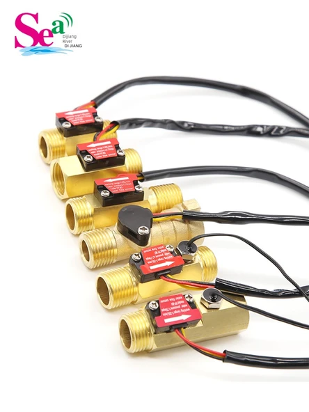 Bakır Gövdeli Su Isıtıcı Türbinli Akış Ölçer Hall Sensörü DN15 - YF-B7, 66mm Uzunluk - 5