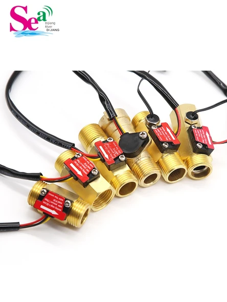 Bakır Gövdeli Su Isıtıcı Türbinli Akış Ölçer Hall Sensörü DN15 - YF-B4, 66mm Uzunluk - 4