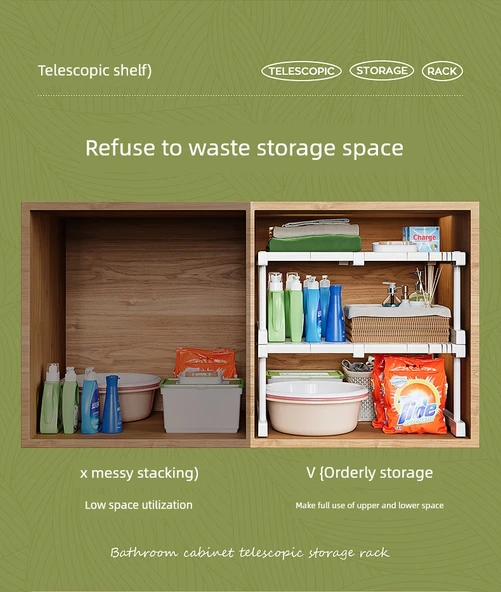 Lavabo Altı Rafı - 47-68 cm Uzunluk, 42 cm Genişlik, 32 cm Yükseklik - Resim 9