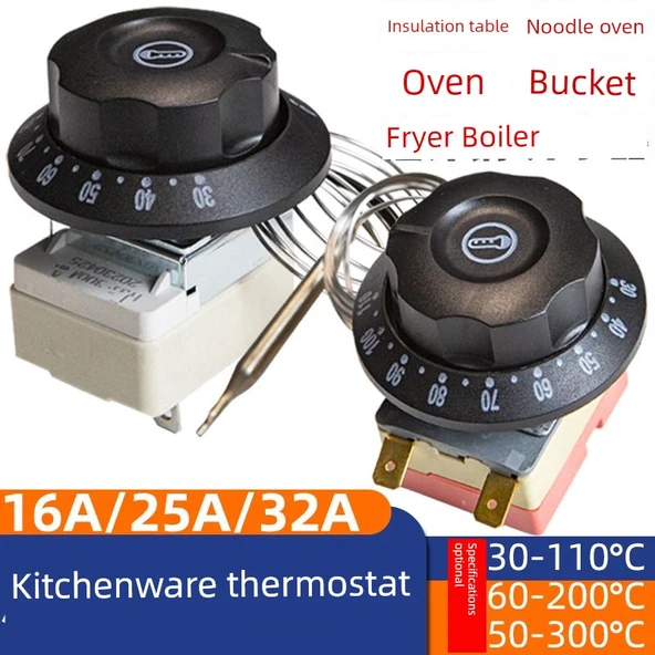 Termal Anahtar Termostat - Mavi Kapak AC16A 50-300 Kırmızı 2 Açılı 2 Metre - 2