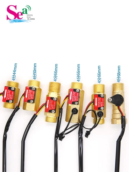 Bakır Gövdeli Su Isıtıcı Türbinli Akış Ölçer Hall Sensörü DN15 - YF-B3, 66mm Uzunluk - 3