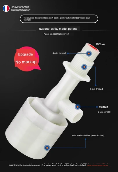 Otomatik Giriş Şamandıra Vanası - DN20 6 Dakika/1 inç + 6 Dakika 80 Mesh Ekran Filtresi - 9