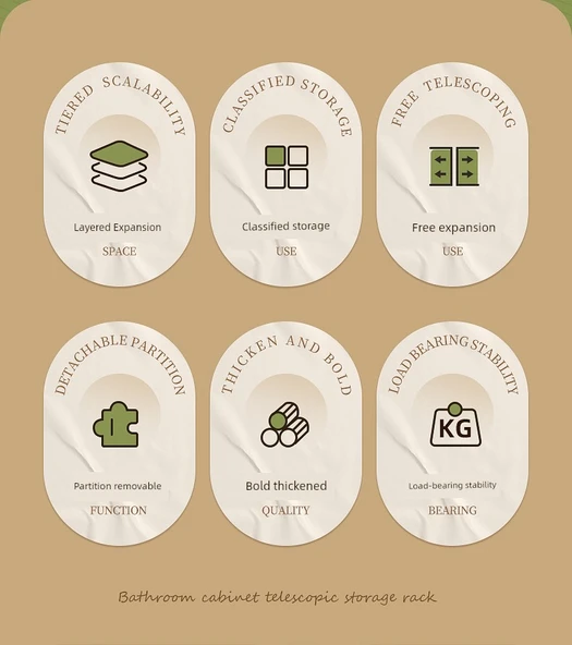 Lavabo Altı Rafı - 47-68 cm Uzunluk, 42 cm Genişlik, 32 cm Yükseklik - Resim 10