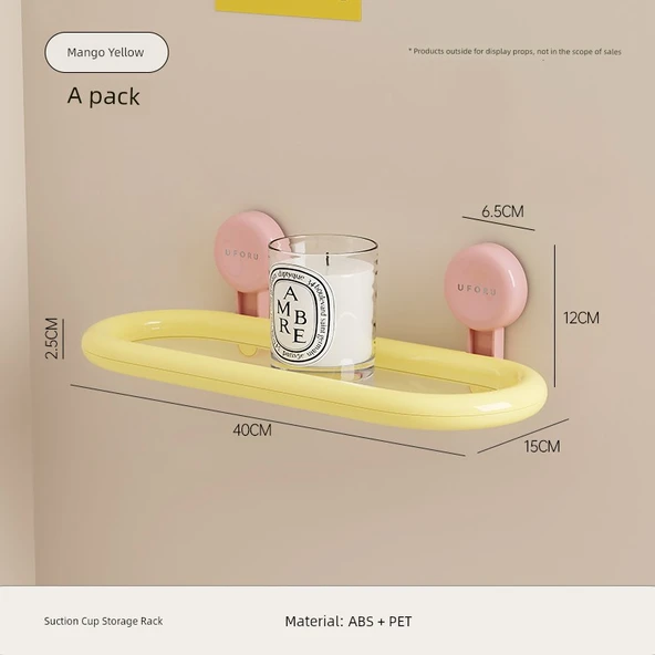 Duvara Monte Oval Banyo Rafı - Sarı - Tek Katmanlı