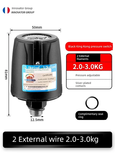 Otomatik Kendinden Emişli Takviye Pompası Su Basınç Şalteri - Siyah King Kong 2.0-3.0kg 2-1