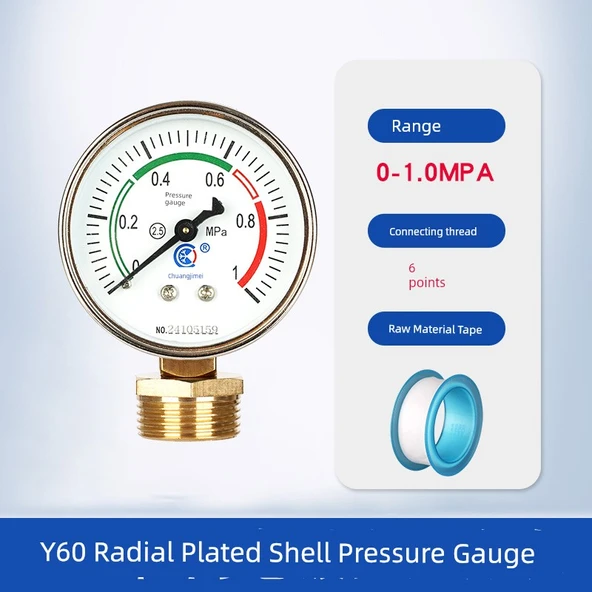 Y60 Radyal Galvanizli Manometre 0-1.0mpa /6 Dakika