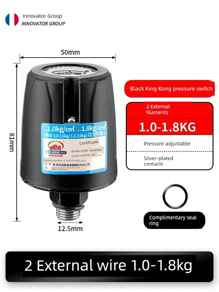 Otomatik Kendinden Emişli Takviye Pompası Su Basınç Şalteri - Siyah King Kong 1.0-1.8kg 2