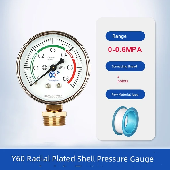 Y60 Radyal Galvanizli Manometre 0-0.6mpa /4 Dakika