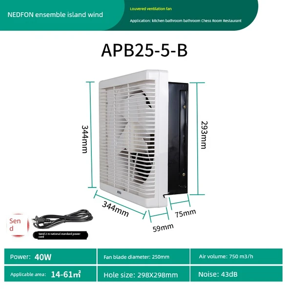 10 inç Panjurlu Havalandırma Fanı - 750 Hava Hacmi - 298x298mm Açıklık