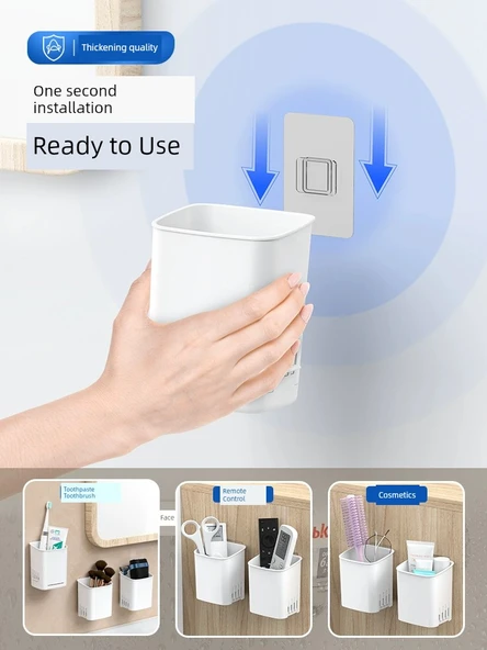 Deliksiz Banyo Tuvalet Saklama Kabı - Çok Fonksiyonlu Raf [4 Adet] - Drenaj Tepsisi Yok - 4