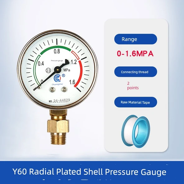 Y60 Radyal Galvanizli Manometre 0-1.6mpa /2 Nokta