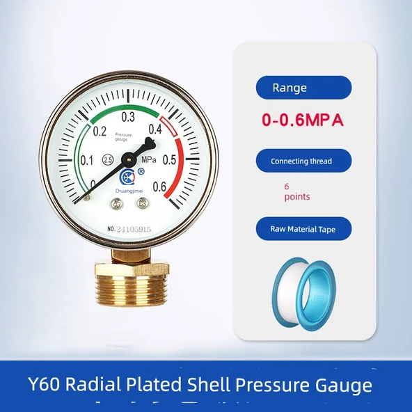 Y60 Radyal Galvanizli Manometre 0-0.6mpa /6 Dakika